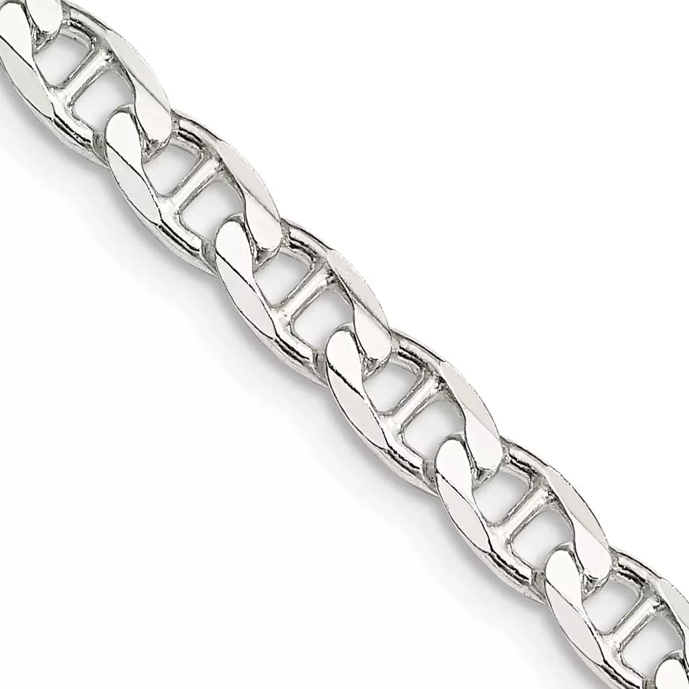 Sterling Silver 4.65mm D/C Flat Anchor Curb Chain Necklace