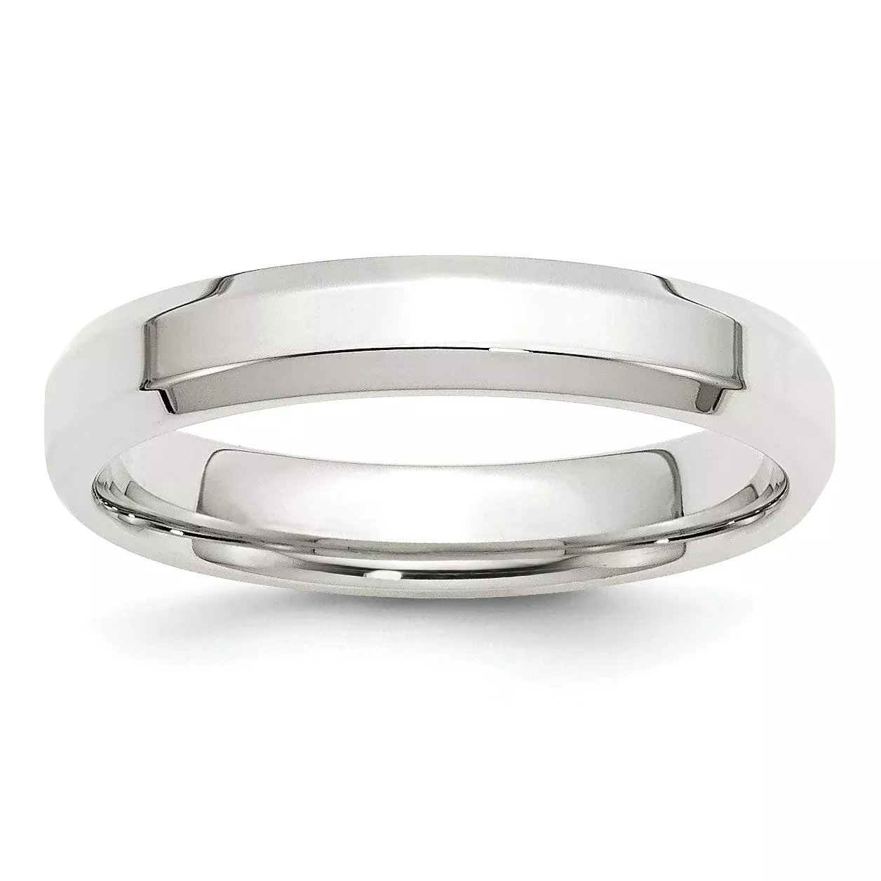 Sterling Silver 4mm Beveled Edge Size 10 Band