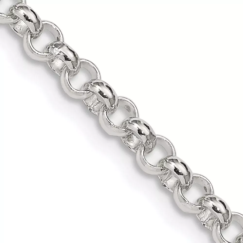 Sterling Silver 4mm Rolo Chain Necklace - 36", Polished Finish by Lumare Gioia