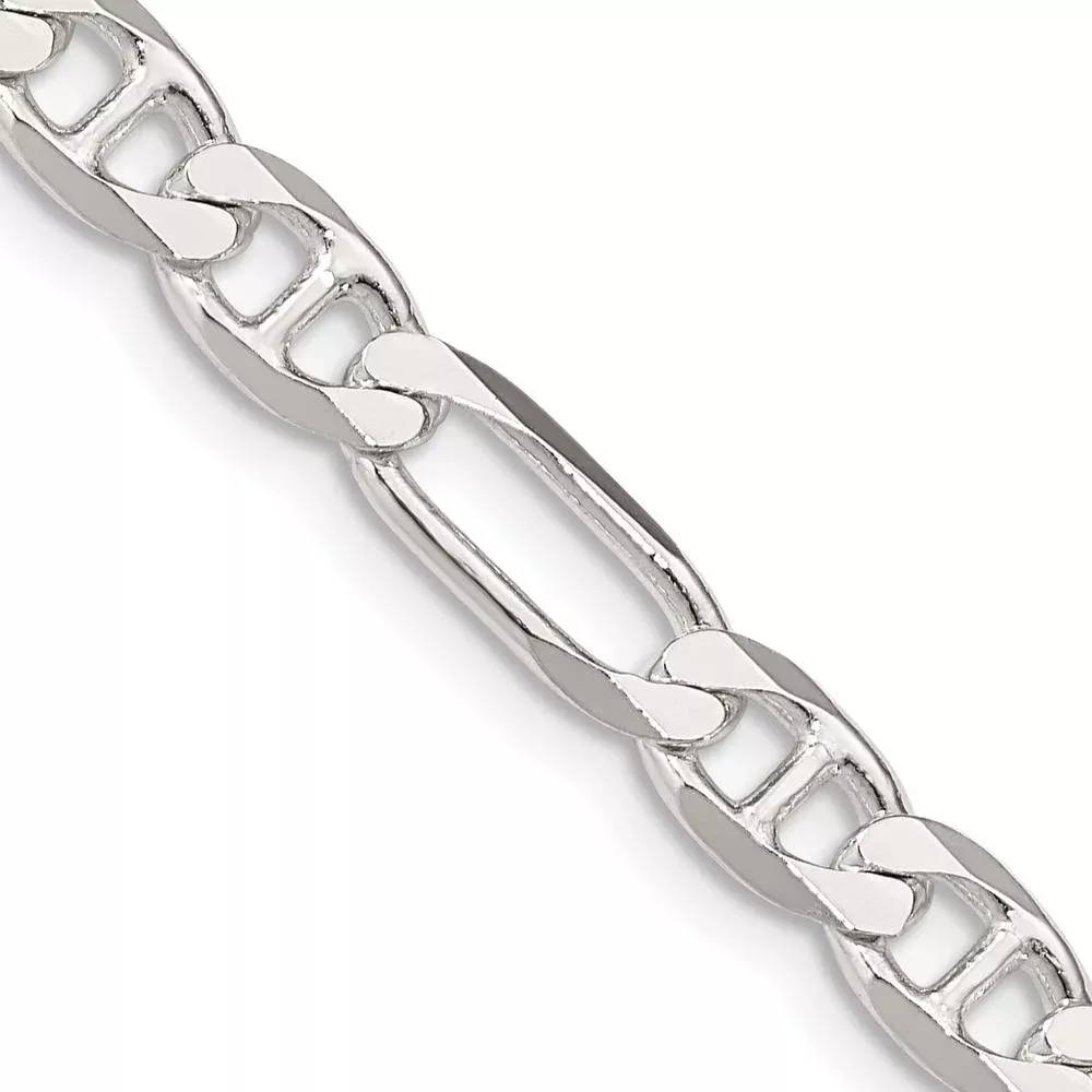 Sterling Silver 5.5mm Figaro Anchor Chain Necklace - 30" by Lumare Gioia