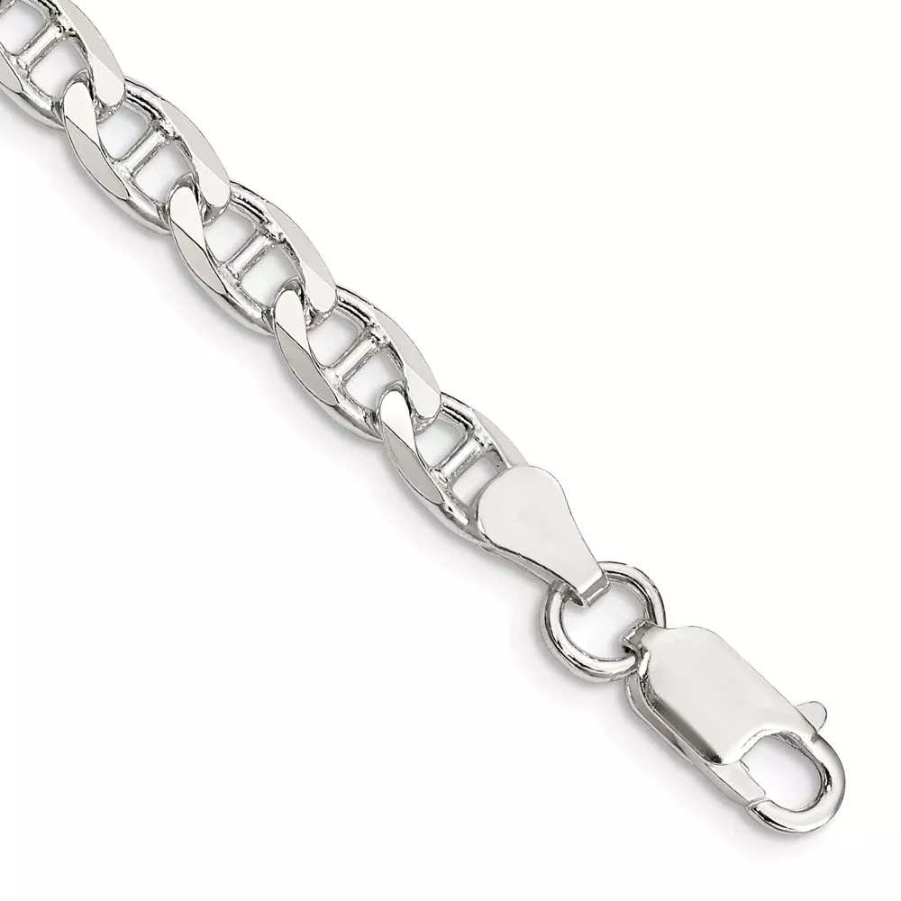 Sterling Silver 5.7mm D/C Flat Anchor Curb Chain Bracelet