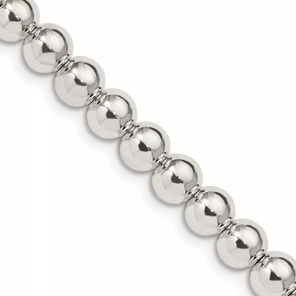 Sterling Silver 6.1mm Beads on Box Chain Necklace - 20" by Lumare Gioia