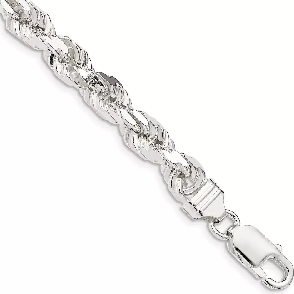 Sterling Silver 6.5mm Diamond-Cut Rope Chain Bracelet - 8" by Lumare Gioia