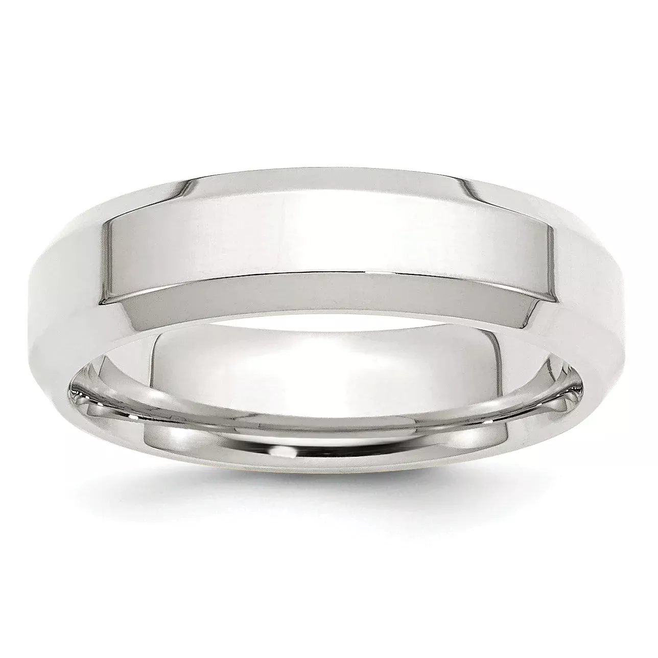 Sterling Silver 6mm Beveled Edge Size 9.5 Band