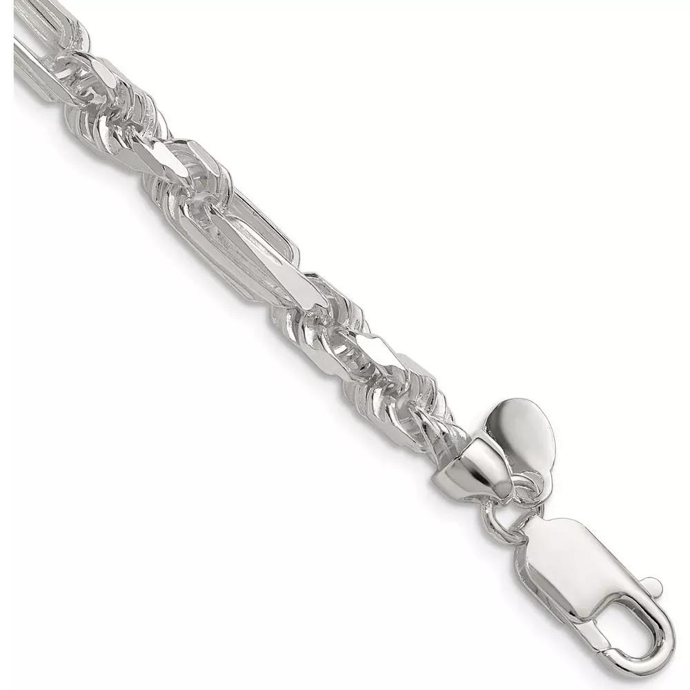 Sterling Silver 6mm Diamond-Cut Figarope Chain Necklace - 18" by Lumare Gioia