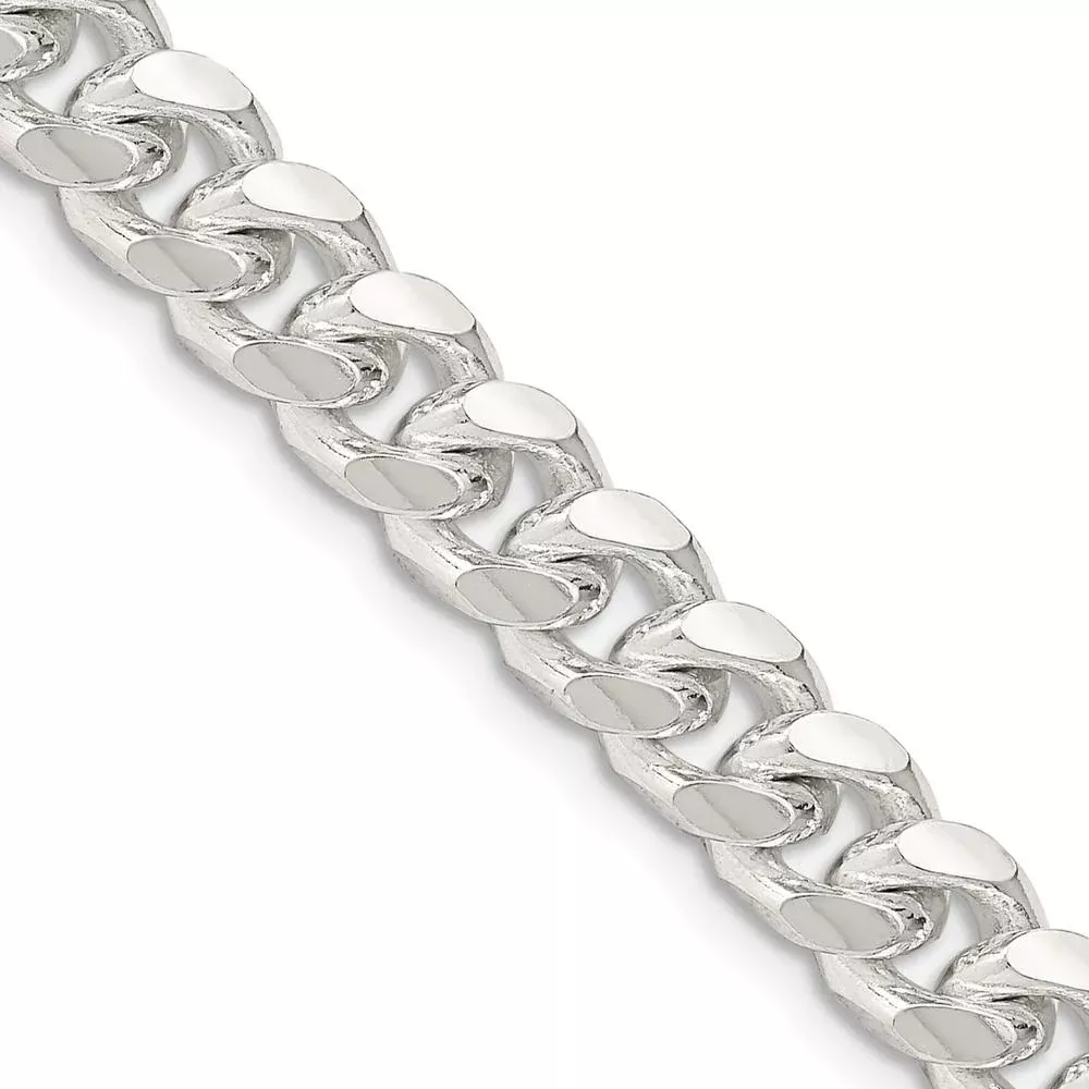 Sterling Silver 7.35mm Domed Curb Chain Necklace with Diamond-Cut Detailing - 20" by Lumare Gioia