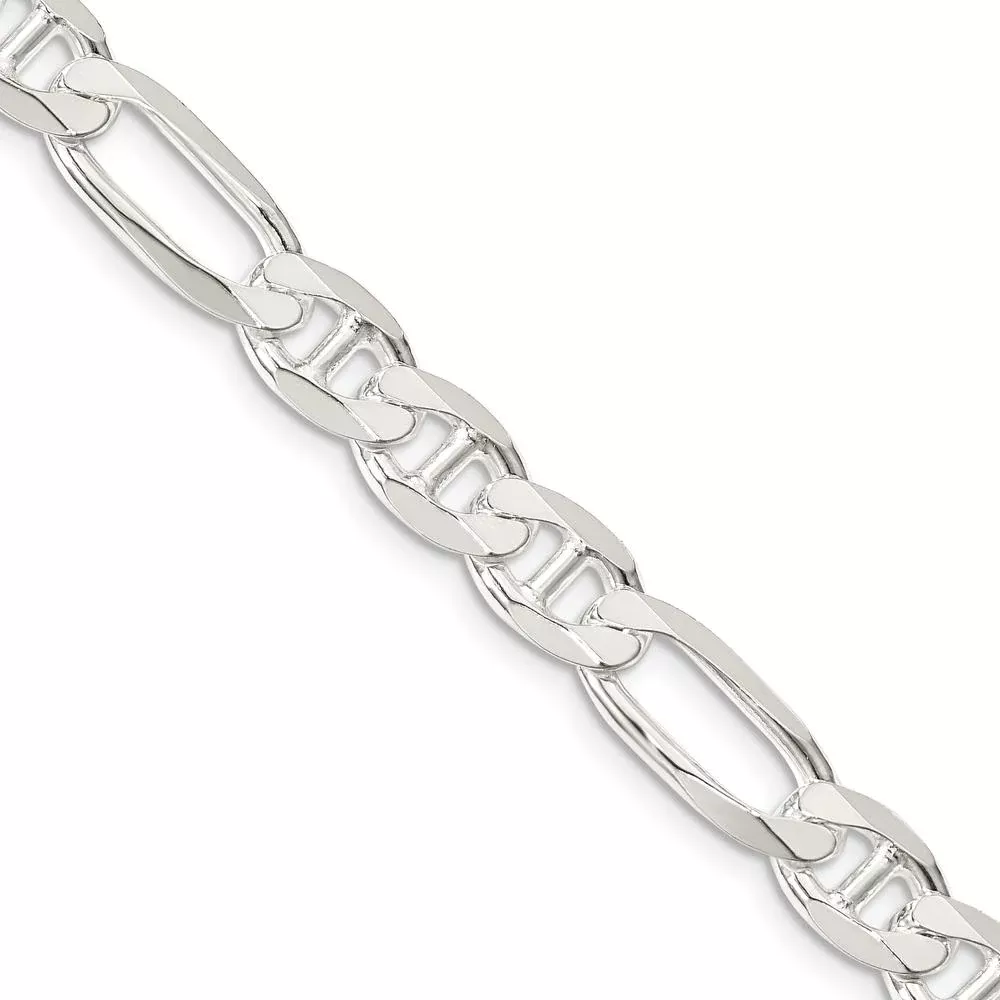 Sterling Silver 7.5mm Figaro Anchor Chain - 26" with Polished Finish by Lumare Gioia