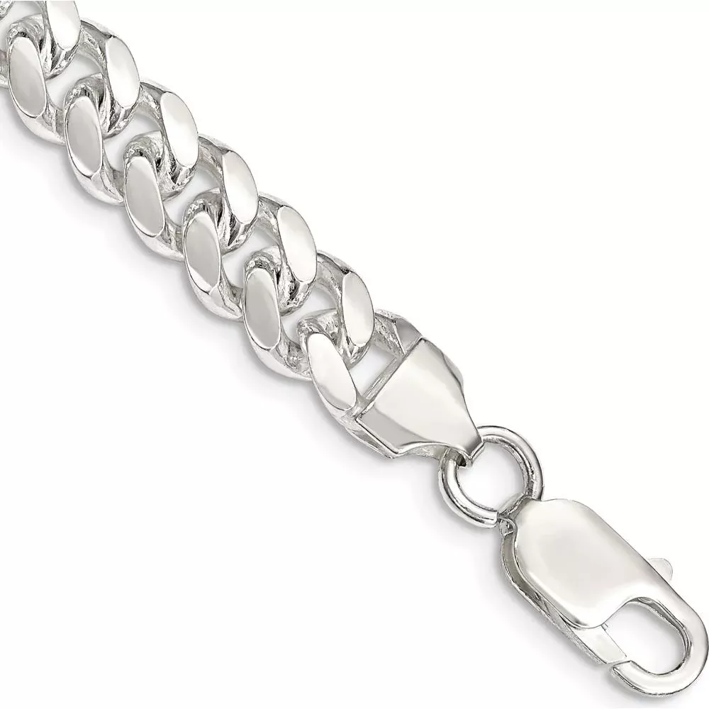 Sterling Silver 7.8mm Polished Domed Curb Chain Anklet - 10" Length by Lumare Gioia
