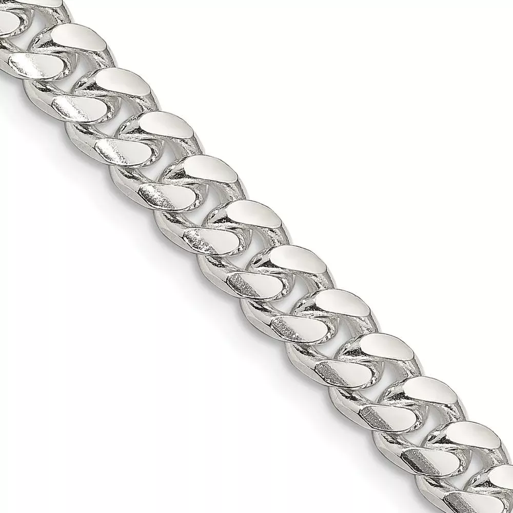 Sterling Silver 7mm Domed Curb Chain with Diamond-Cut Texture - 18 in by Lumare Gioia