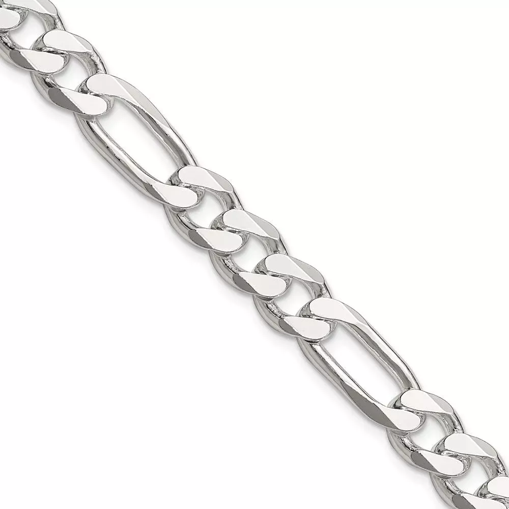 Sterling Silver 8mm Figaro Chain Necklace - 20" by Lumare Gioia