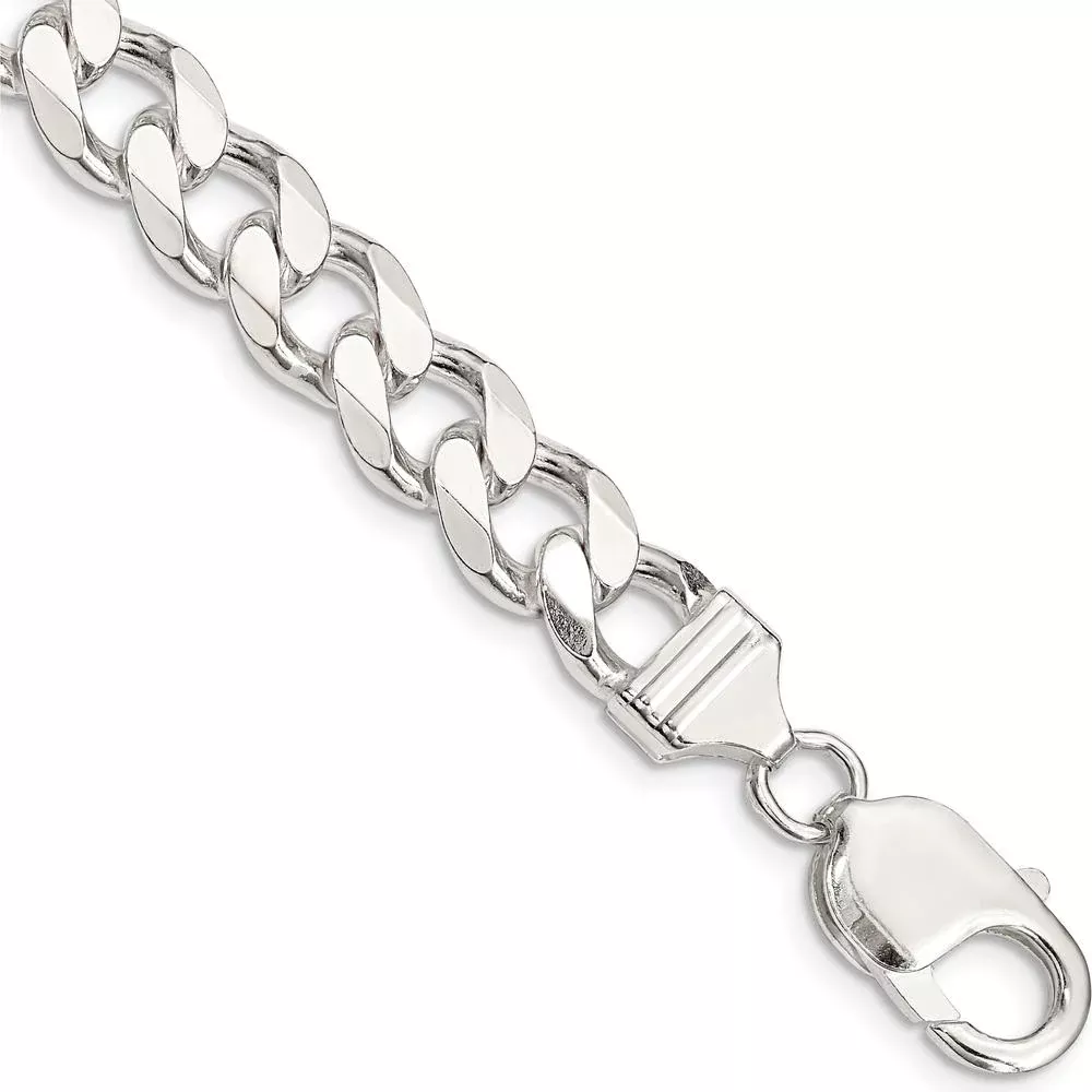Sterling Silver 9.3mm Curb Chain Bracelet - 10in Length by Lumare Gioia