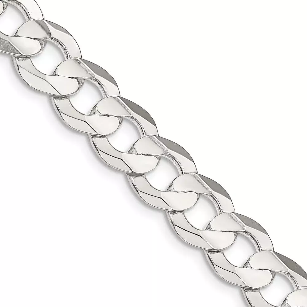 Sterling Silver 9.75mm Concave Beveled Curb Chain Necklace - 26" by Lumare Gioia