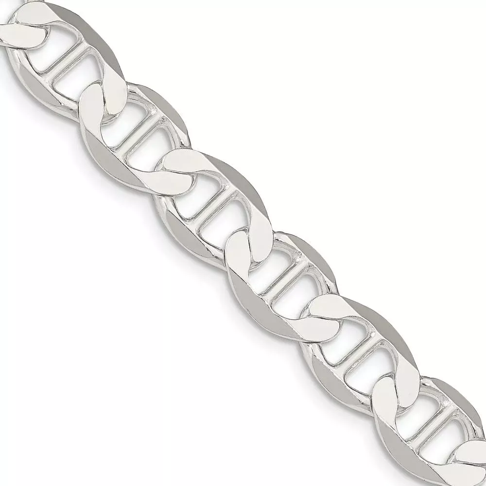 Sterling Silver 9.95mm Polished Flat Anchor Chain Necklace - 20" by Lumare Gioia