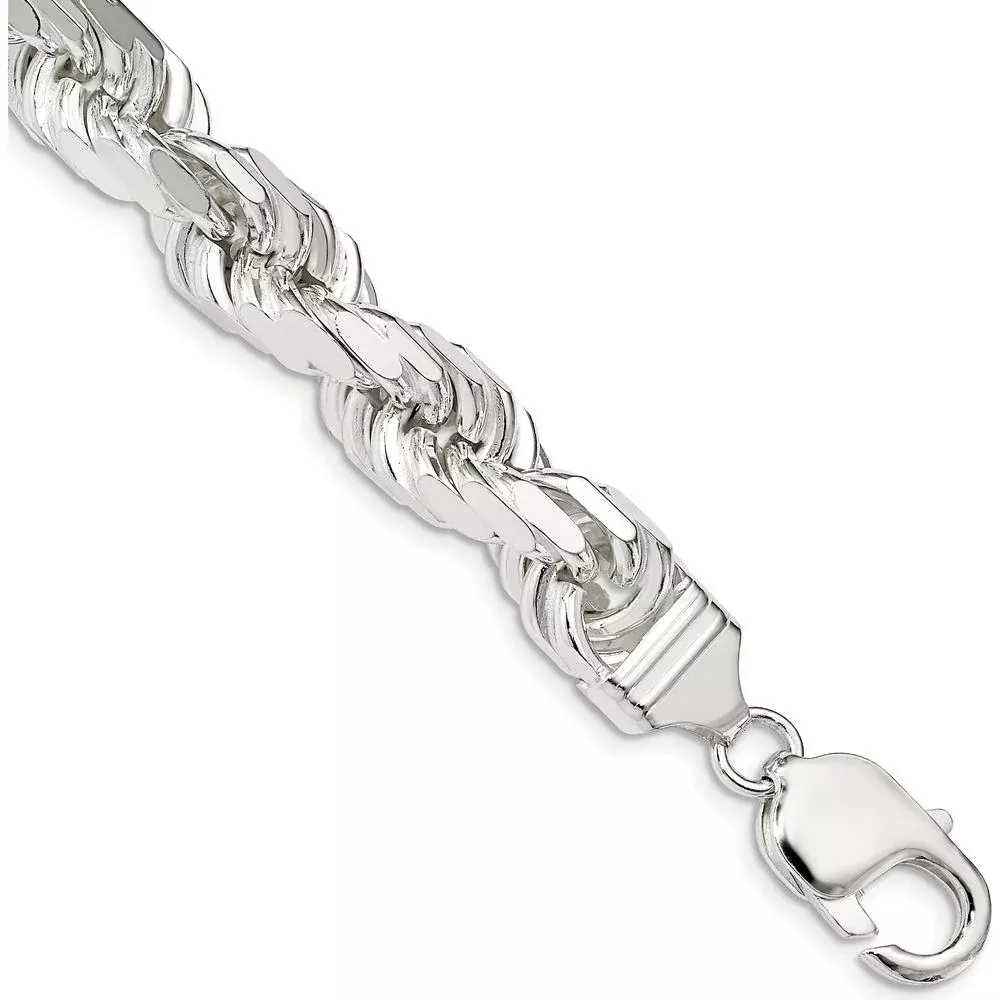 Sterling Silver 9mm Diamond-Cut Rope Anklet - 10" by Lumare Gioia