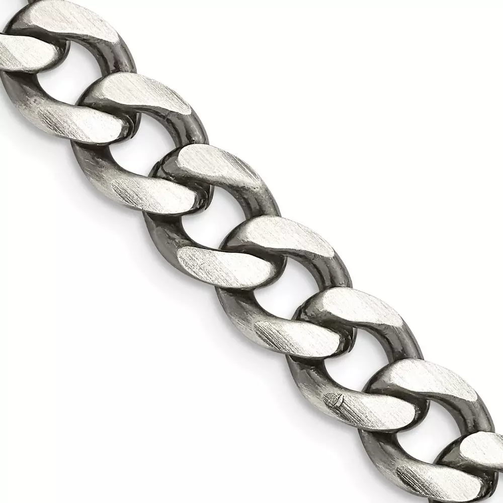 Sterling Silver Antiqued 7.5mm Curb Chain Necklace - 20" by Lumare Gioia