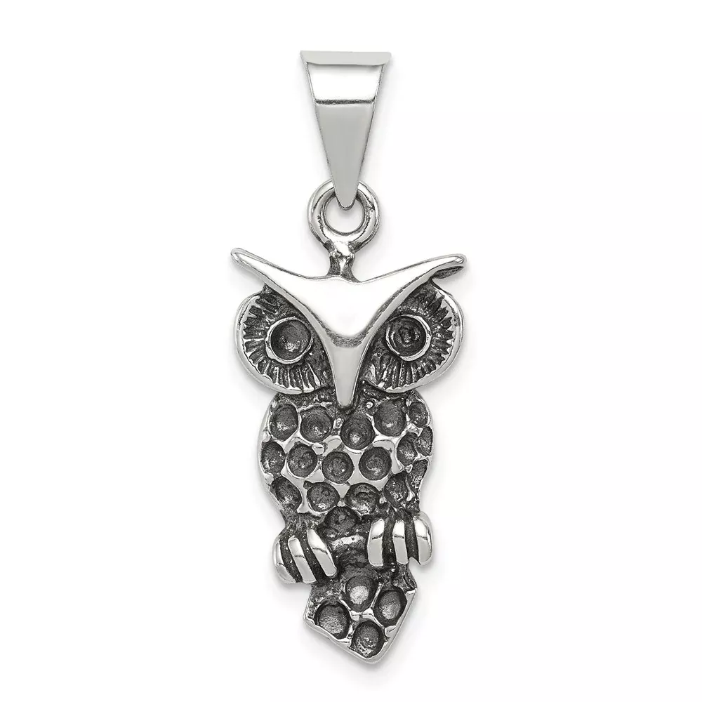 Sterling Silver Antiqued Owl Charm