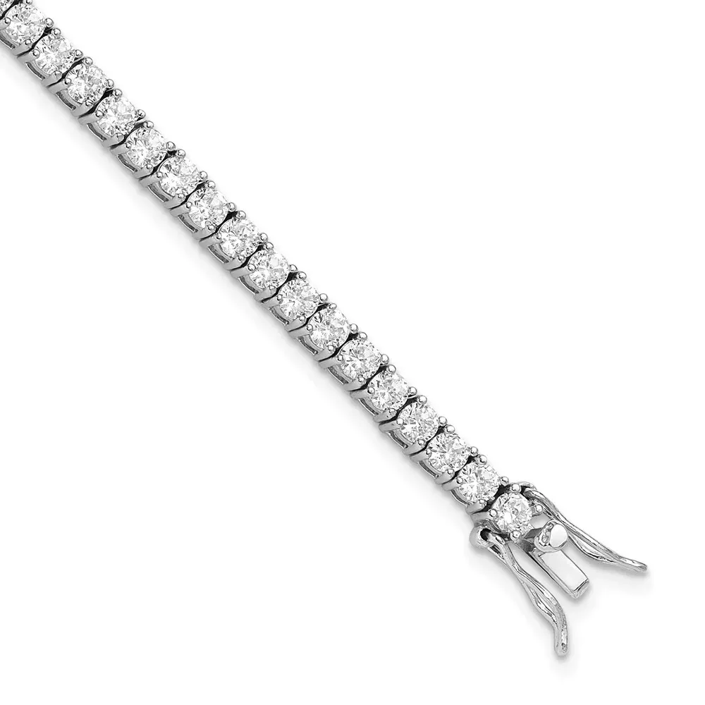 Sterling Silver Cheryl M Rhodium-Plated Brilliant-Cut Cz 7 Inch Tennis Bracelet