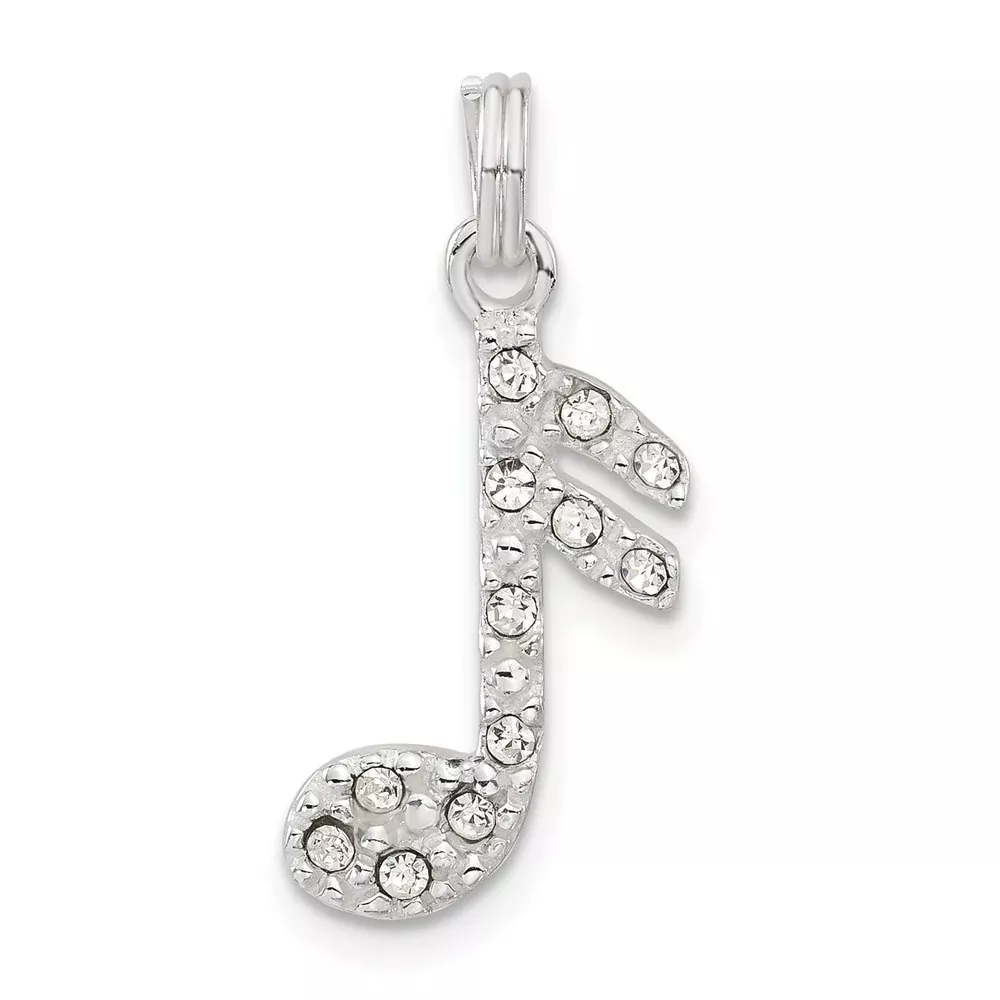 Sterling Silver Cz Music Note Charm