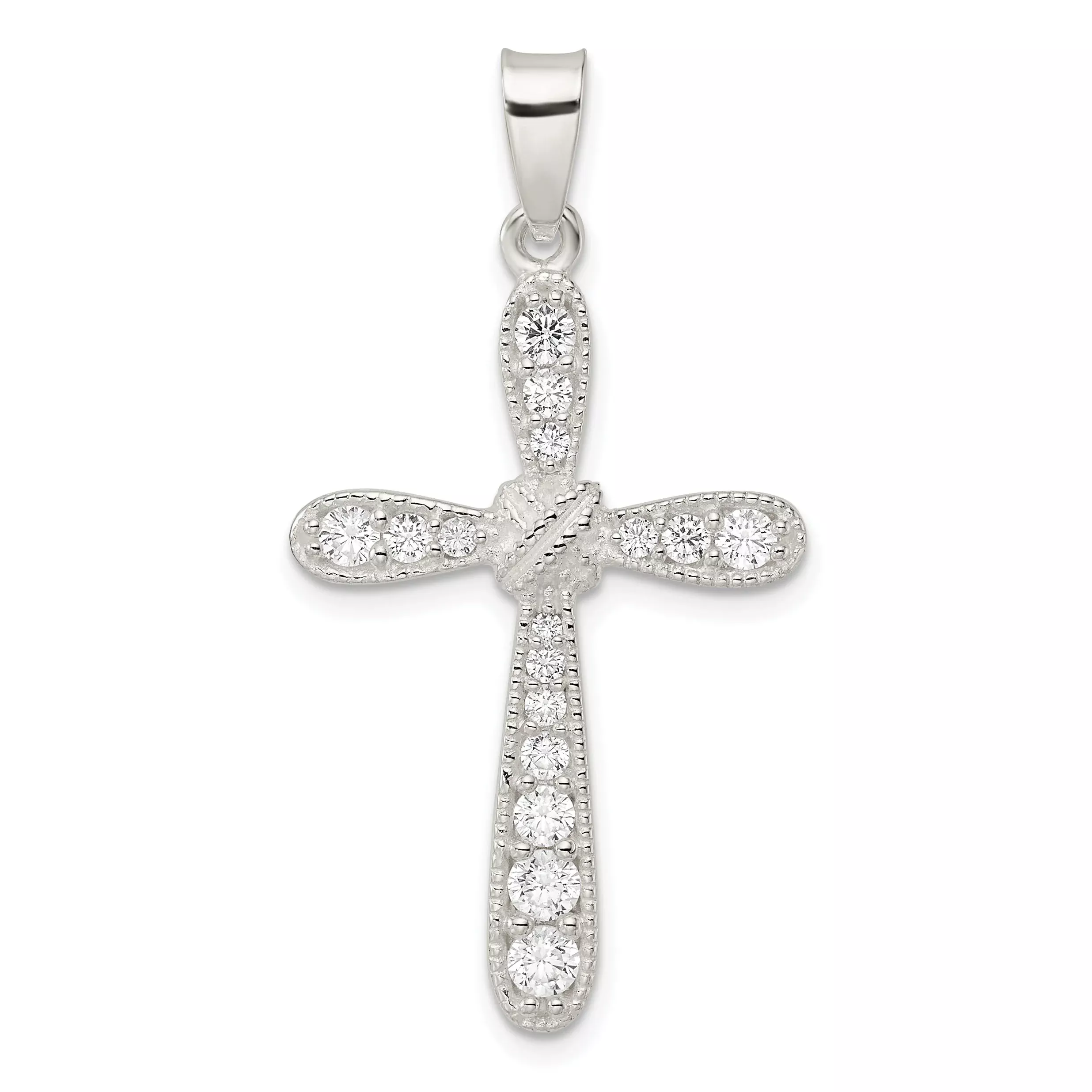 Sterling Silver Cz W/X-Center Cross Pendant