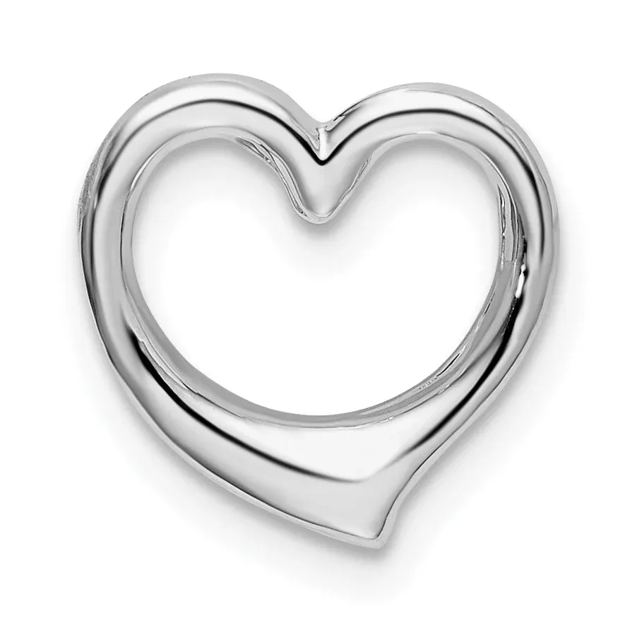 Sterling Silver De-Ani Rhodium-Plated Polished Heart Slide