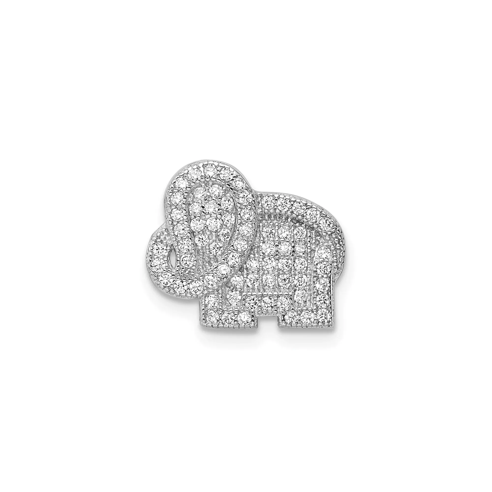 Sterling Silver Elephant Pendant with Cubic Zirconia, Symbol of Strength, Luck, and Wisdom