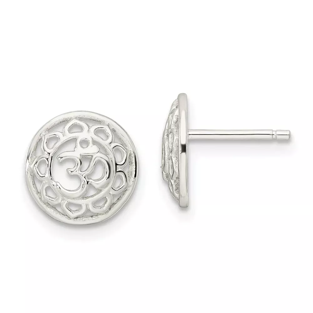 Sterling Silver Filigree Om Spirituality Post Earrings