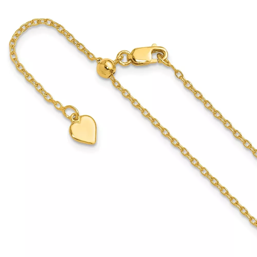 Sterling Silver Gold-Plated Adjustable 1.4mm Cable Chain Necklace