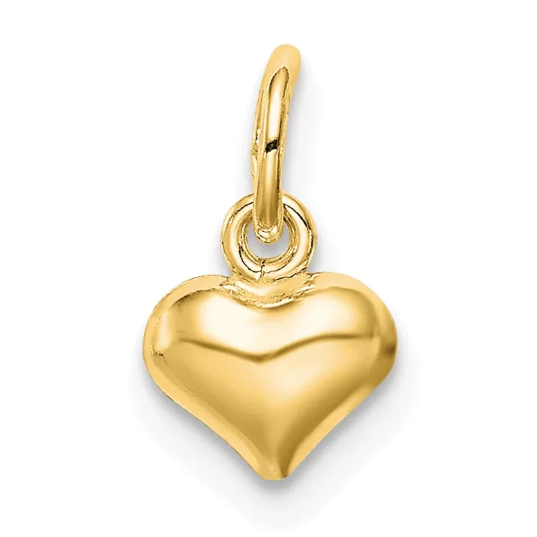 Sterling Silver Gold-tone Polished Puff Heart Charm