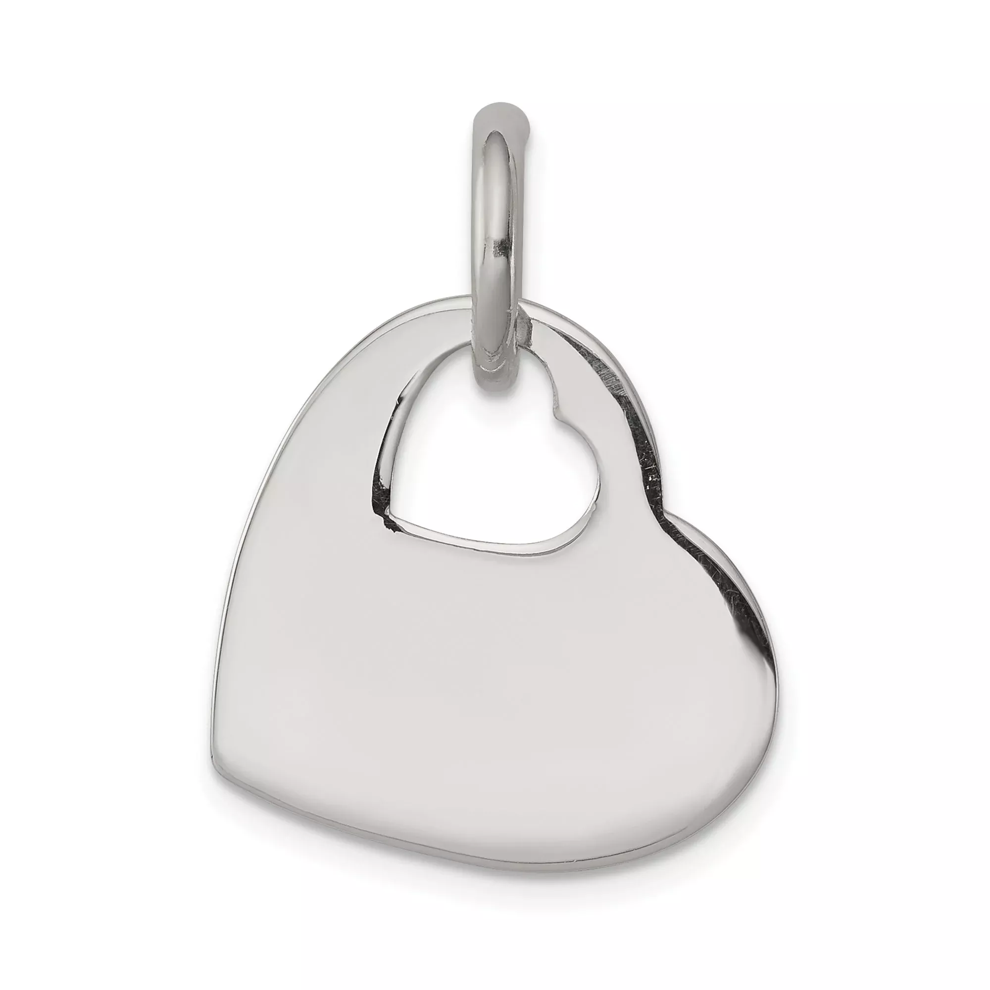 Sterling Silver Heart Shaped Pendant with Open Cutout Design, Romantic Style for Women