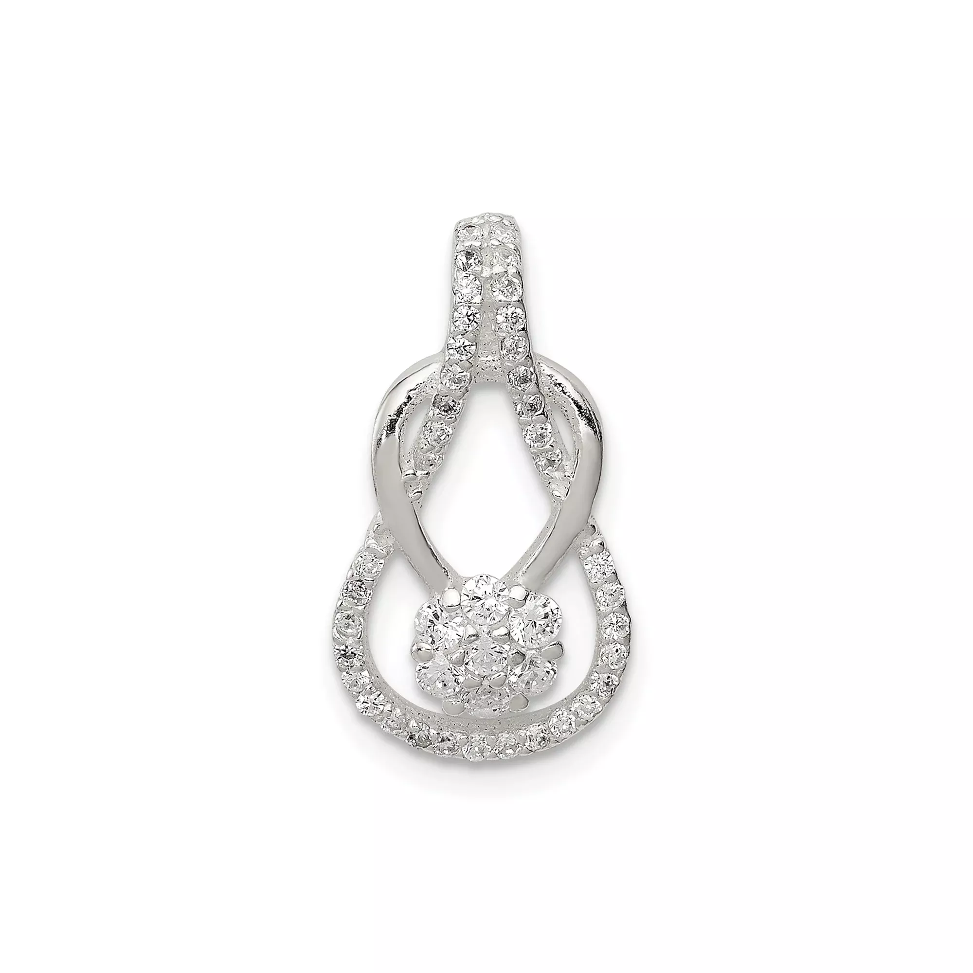Sterling Silver Infinity Pendant with Cubic Zirconia Cluster, Intertwined Design for Women