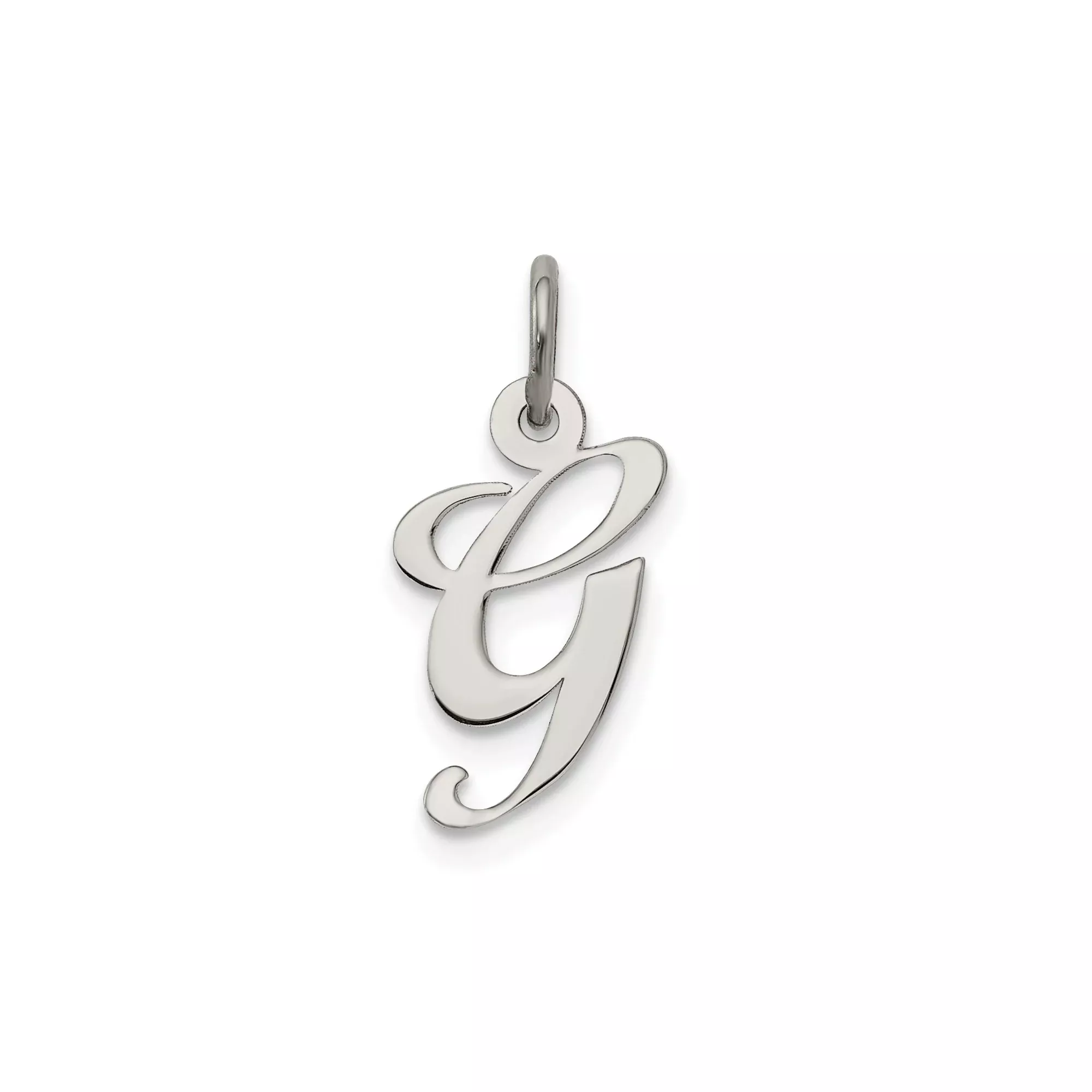 Sterling Silver Initial G Pendant Charm, Script Letter Monogram Design for Women or Unisex Wear
