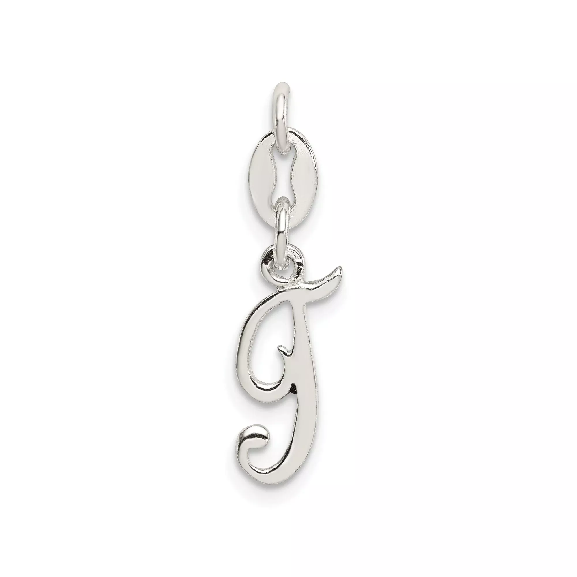 Sterling Silver Initial J Pendant Charm, Cursive Script Letter for Women
