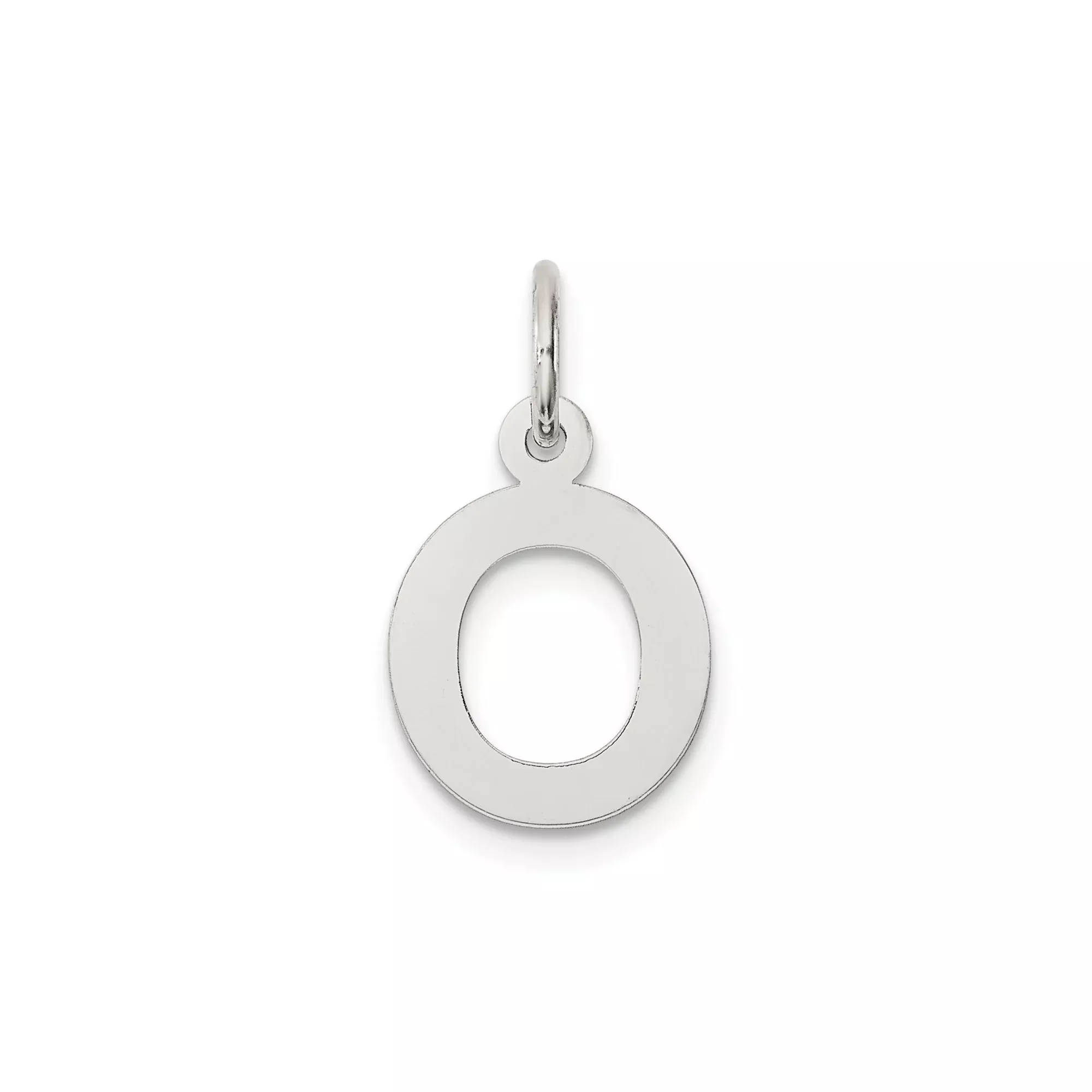 Sterling Silver Initial O Pendant Charm, Polished Cutout Block Letter Design for Women or Unisex Use