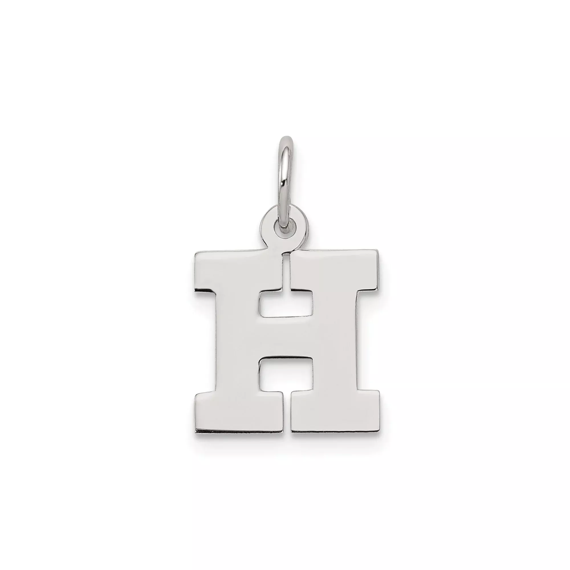 Sterling Silver Letter H Pendant, Bold Block Style Initial Charm for Women or Unisex Use