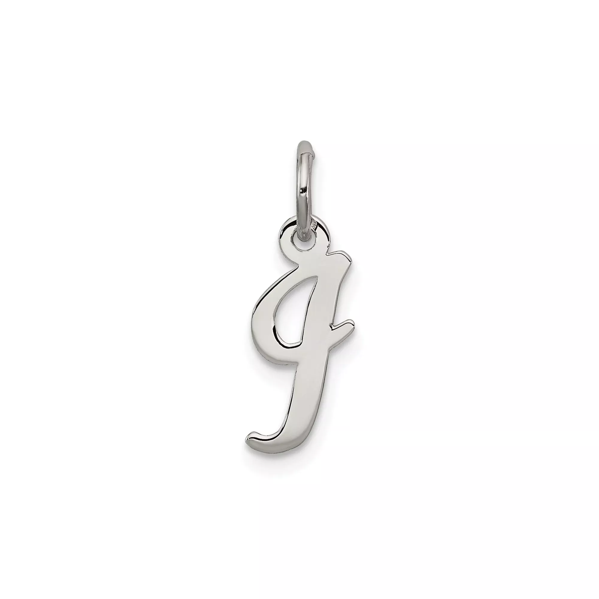 Sterling Silver Letter J Pendant, Polished Script Initial Charm for Women