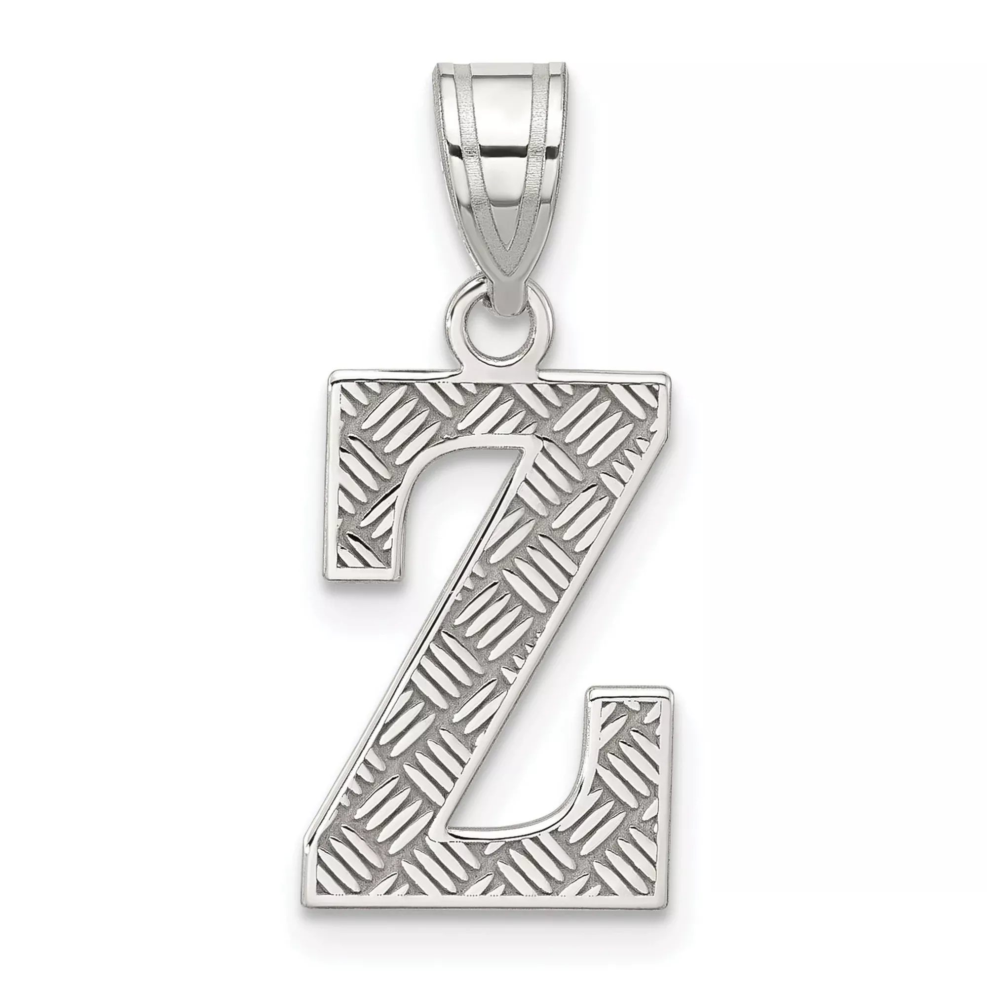 Sterling Silver Letter Z Pendant with Textured Diamond-Cut Finish, Unisex Monogram Charm