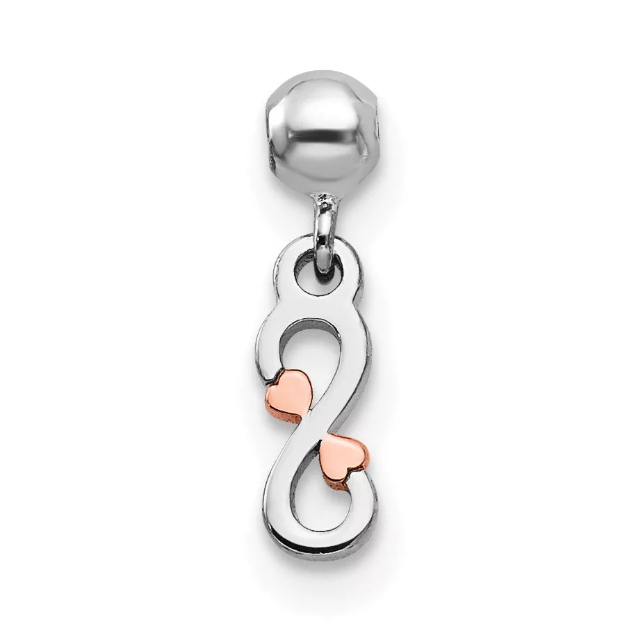 Sterling Silver Mio Memento Rhodium-Plated Rose-Tone Dangle Infinity Charm