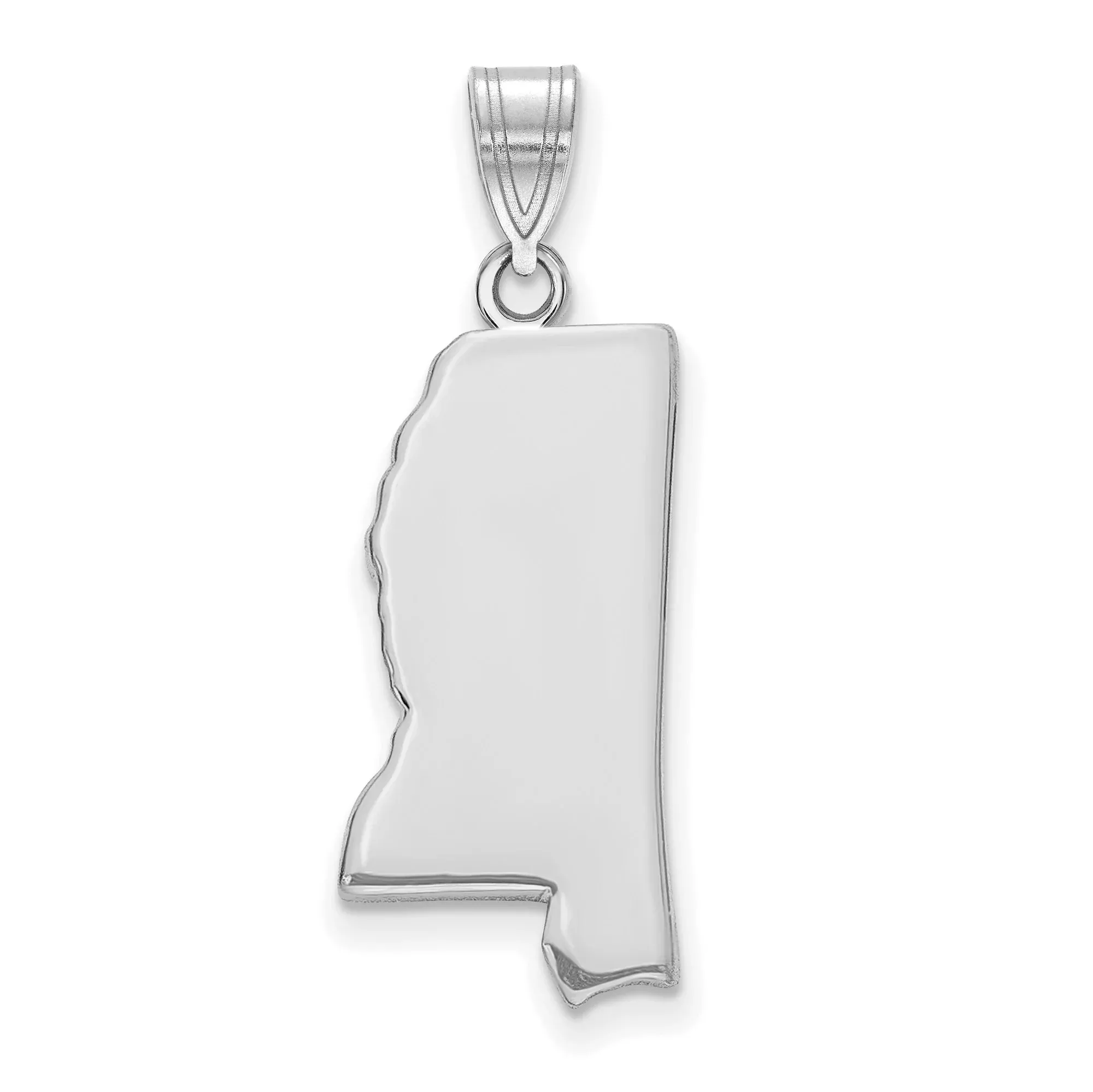 Sterling Silver Mississippi State Outline Pendant, Minimalist Map Charm