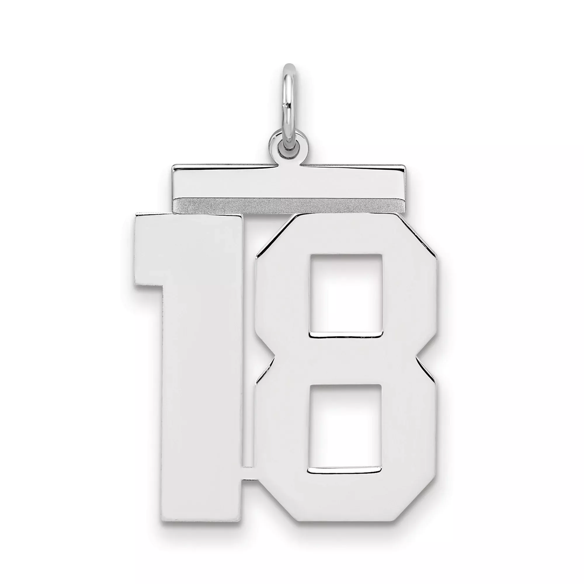 Sterling Silver Pendant with Bold Block Number 18 Design, Milestone Keepsake for Men or Women