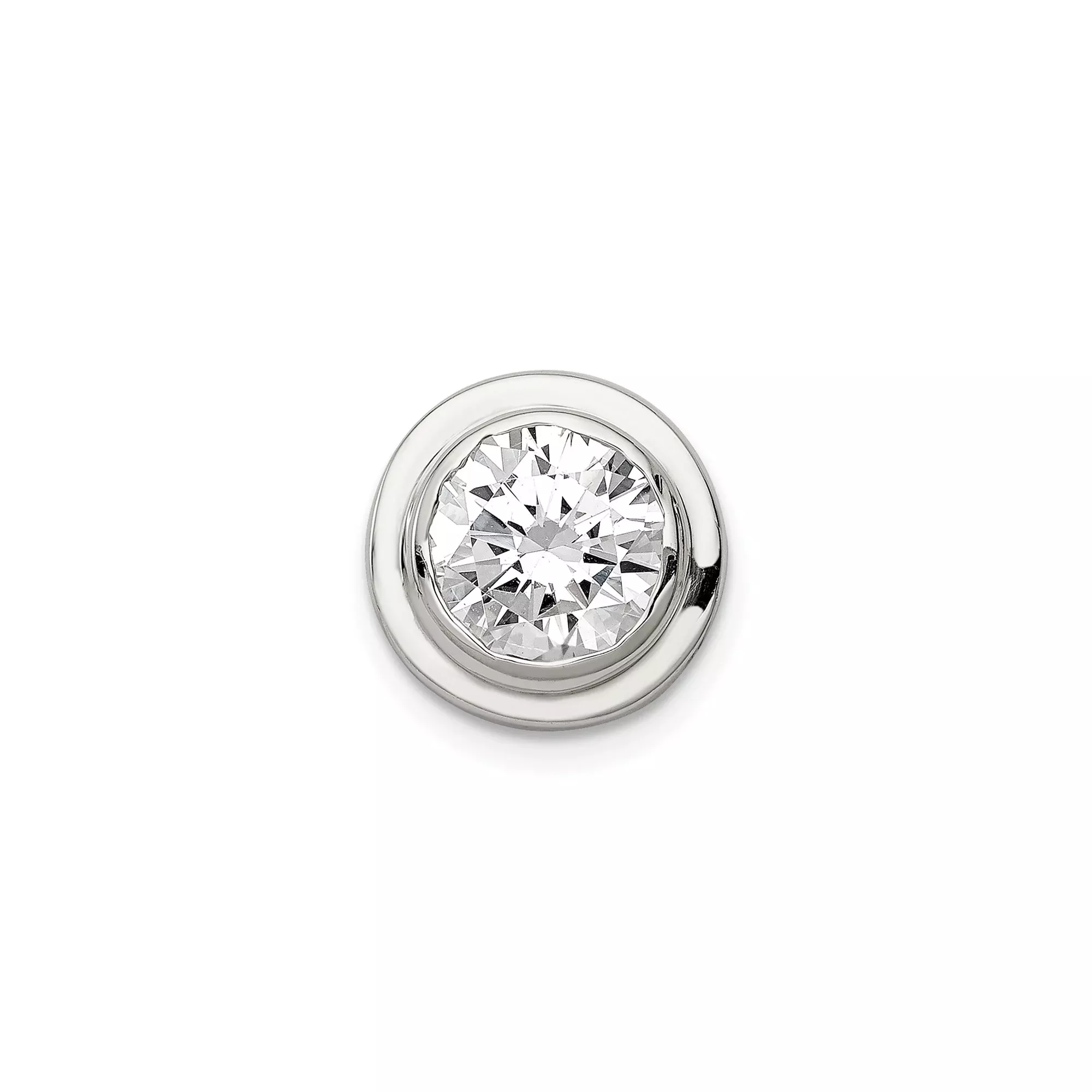 Sterling Silver Pendant with Cubic Zirconia, Bezel Set Round Cut, Minimalist Design