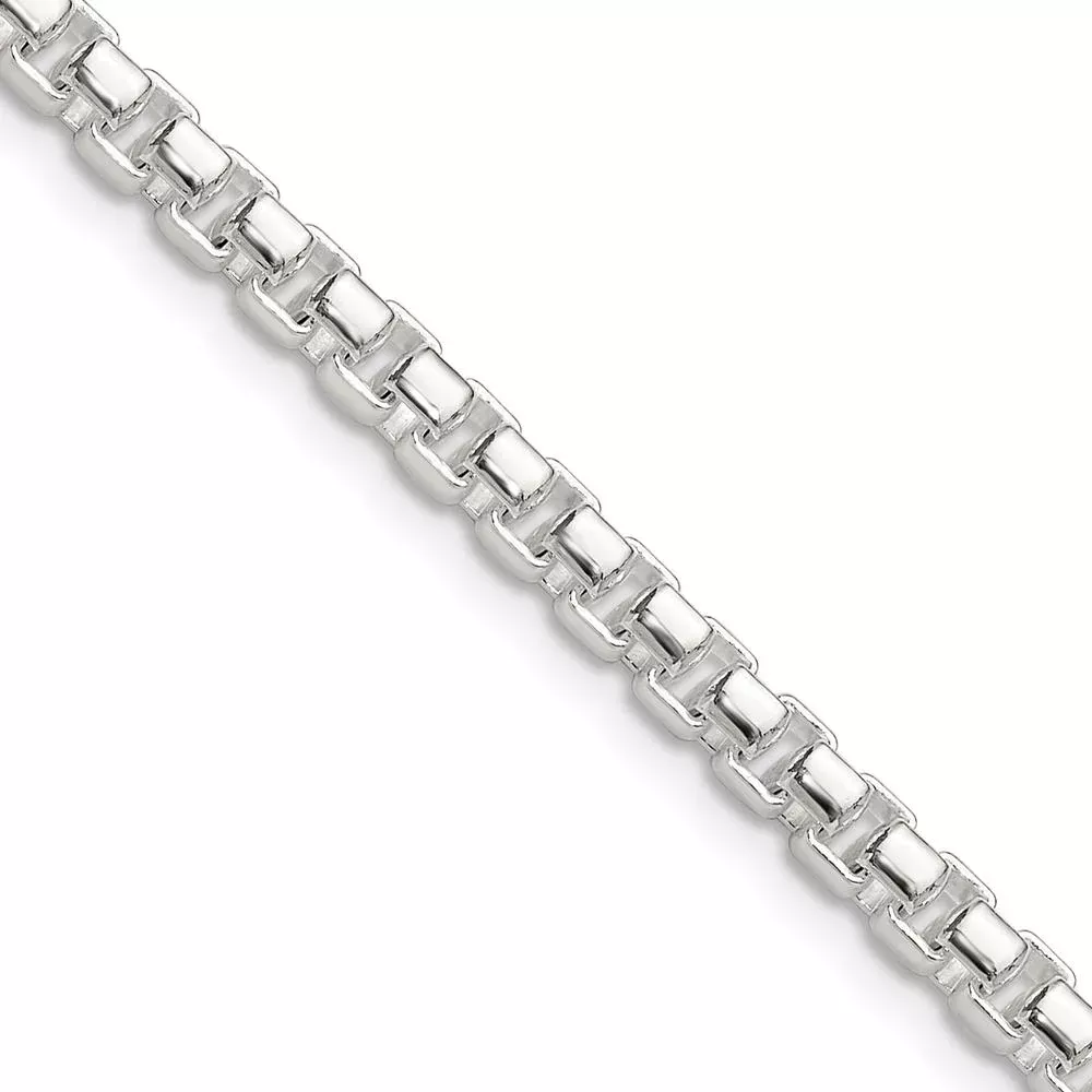 Sterling Silver Polished 4mm Round Box Chain Necklace - 22" by Lumare Gioia