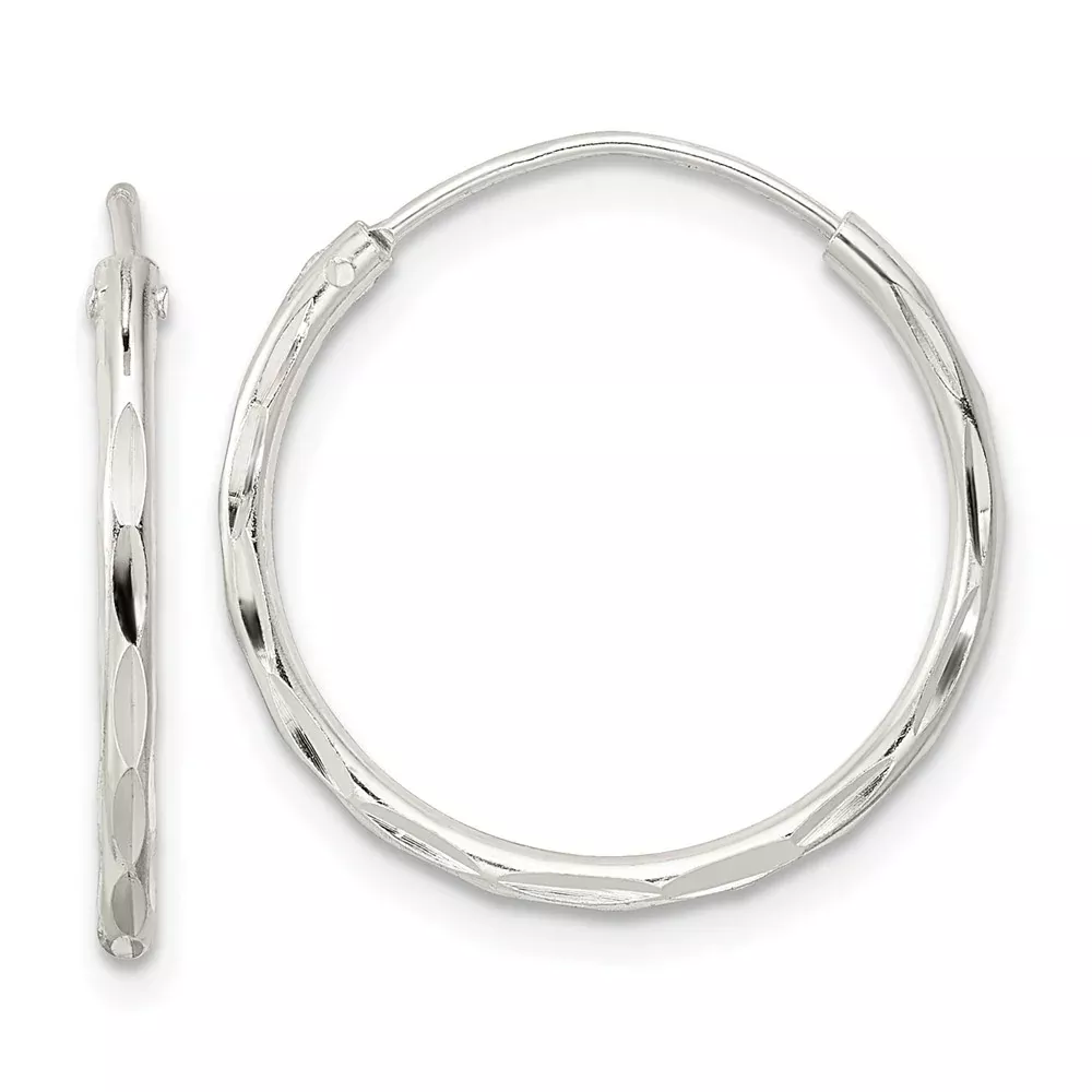 Sterling Silver Polished D /C Endless Hoop Earrings