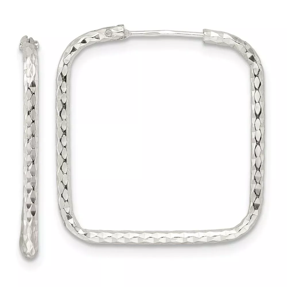 Sterling Silver Polished D /C Square Endless Hoop Earrings