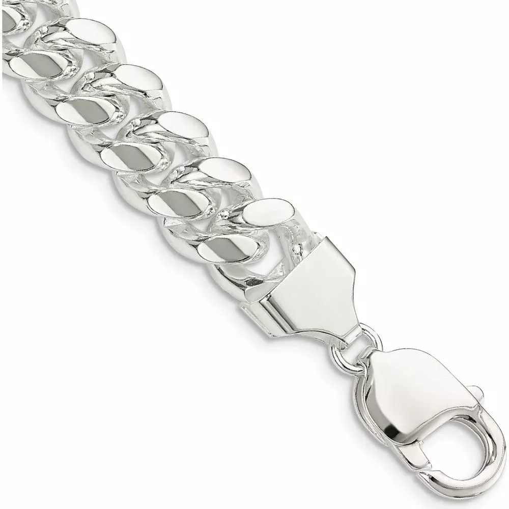 Sterling Silver Polished Domed Curb Chain Bracelet - 10mm Width by Lumare Gioia