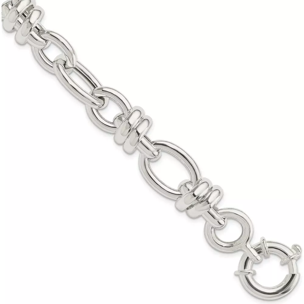 Sterling Silver Polished Fancy Link Bracelet - 8.5" Length by Lumare Gioia