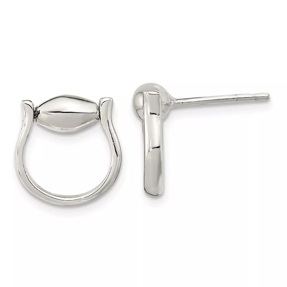 Sterling Silver Polished Hoop Dangle Post Earrings