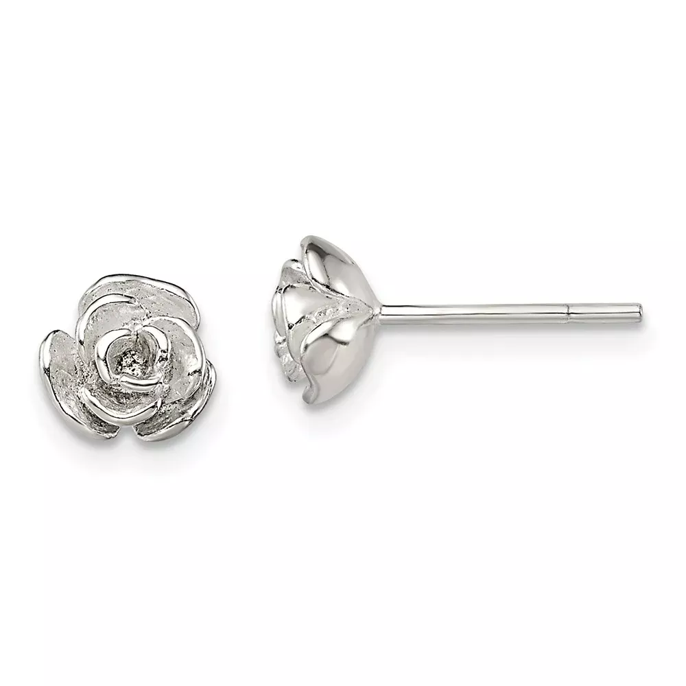 Sterling Silver Polished Rose Post Earrings