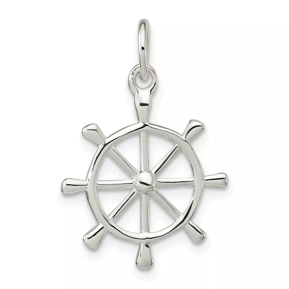 Sterling Silver Polished Ship'S Wheel Pendant