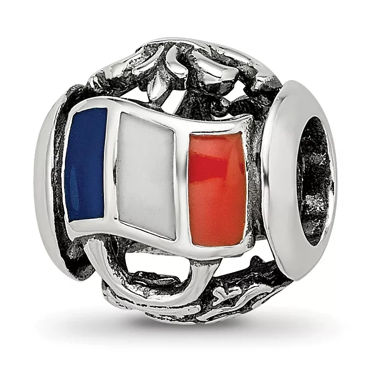 Sterling Silver Reflections Enameled French Theme Bead