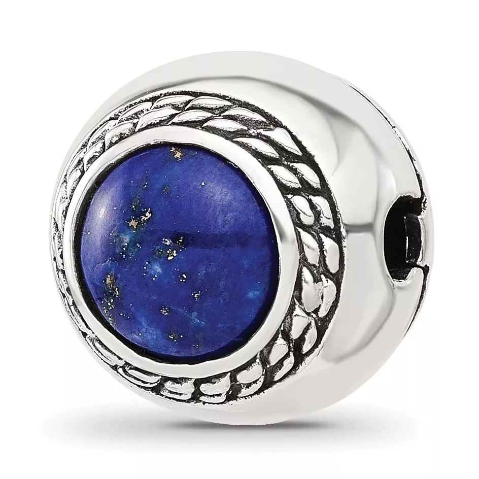 Sterling Silver Reflections Lapis Lazuli Lucky Stone Hinged Bead